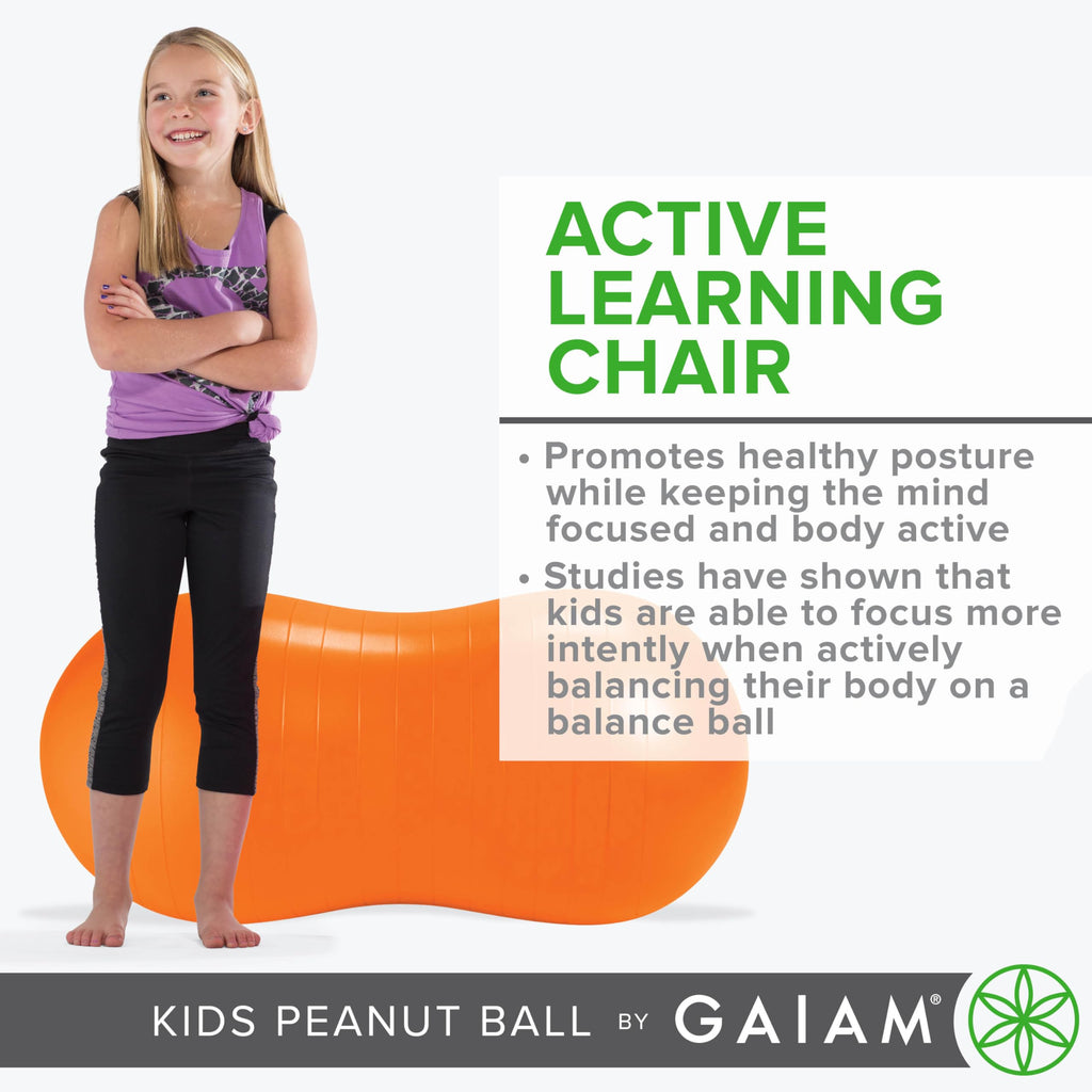 Kids Peanut Ball Chair, Flexible Seating for Classroom (Orange)