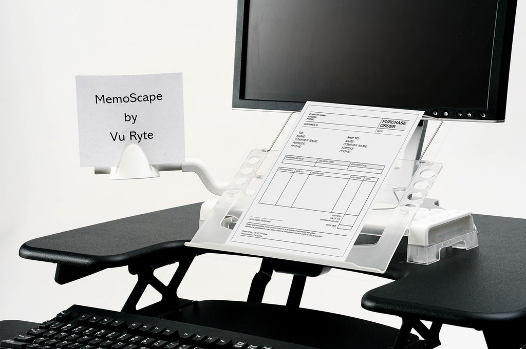 Adjustable in-Line Document Holder for Typing | Reduces Neck Strain, Improves Focus, Boosts Desk Organization, and Workflow | Paper Holder Stand for Desk and Home Office - White