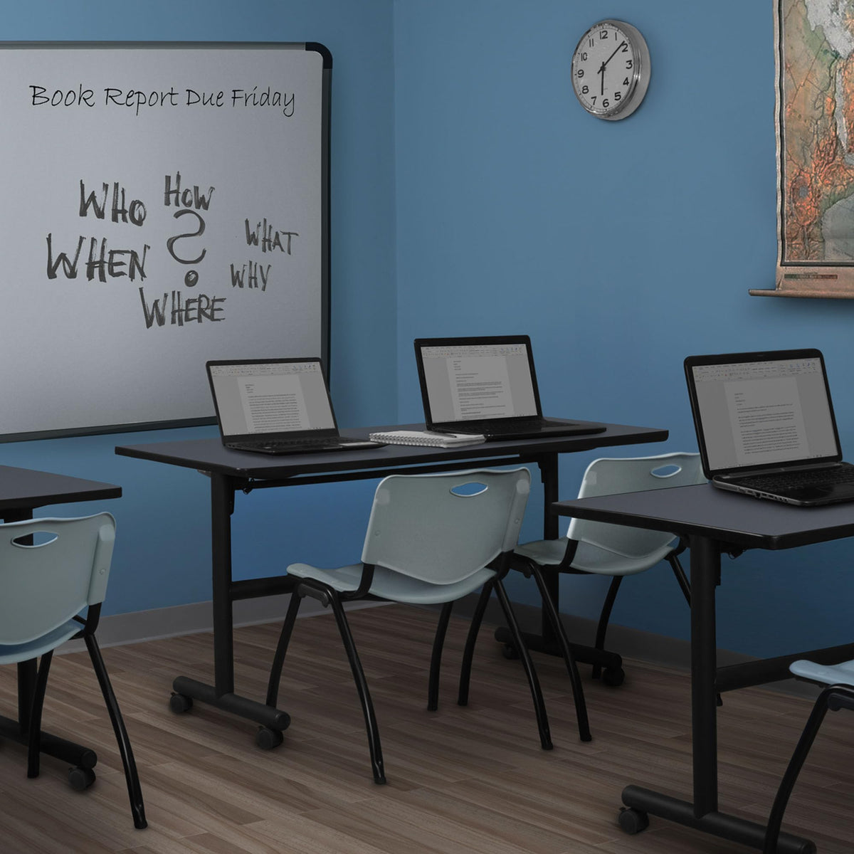 Kobe 60 x 30 in. Flip-Top Training Nesting Table- Grey