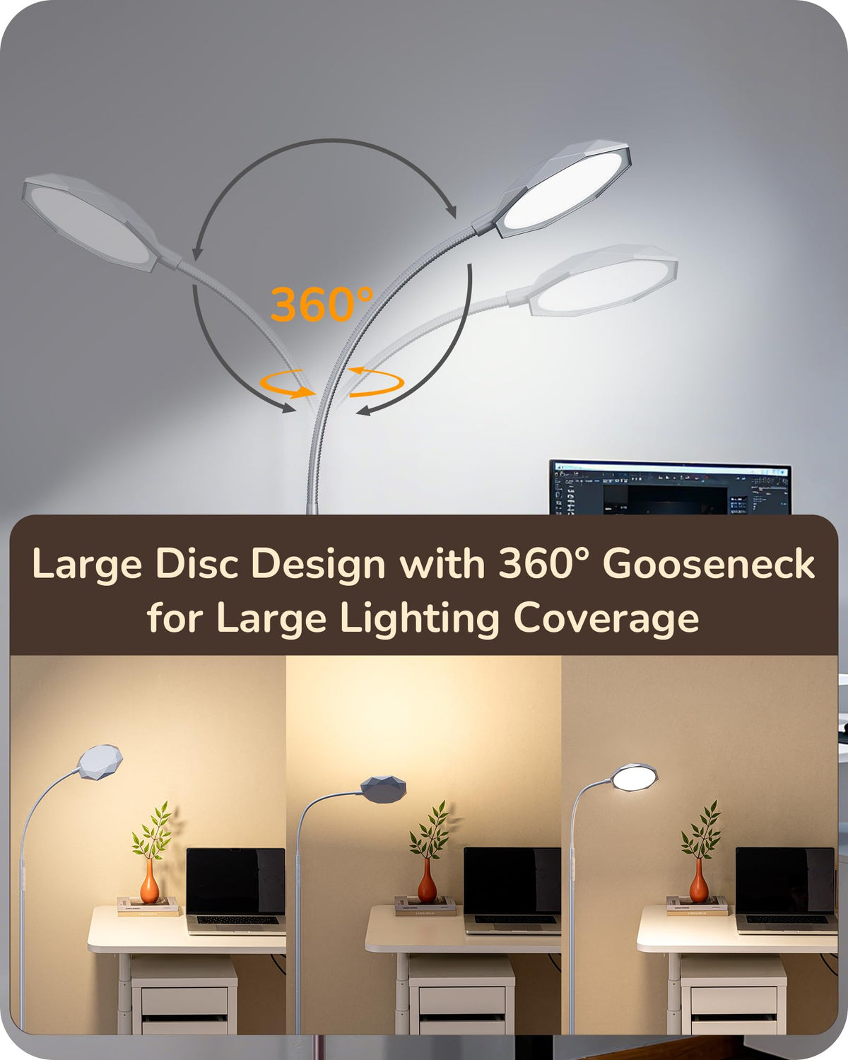 18W LED Floor Lamp for Living Room, Diamond-Surface, Silver