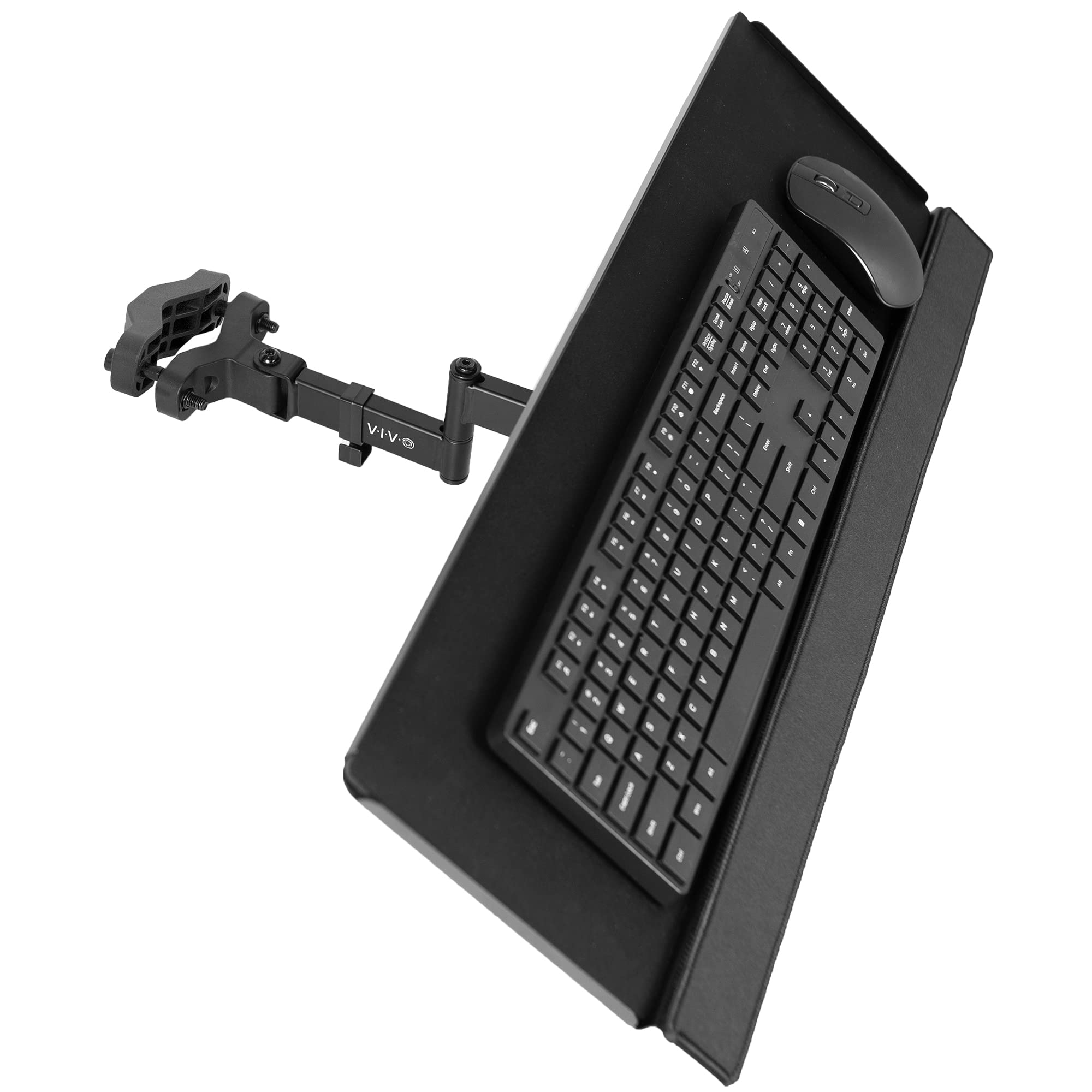 Universal 26 Inch Keyboard and Mouse Tray Pole Mount, 360 Degree Rotation, Neutral Writing Position, Black, Mount-POLEKB