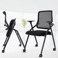 2 Pack Stackable & Foldable Conference Room Chairs with Lumbar Support, Armrest - Ergonomic Mesh Bouncing Back for Office Meeting, Conference, Reception and Training Room Chair
