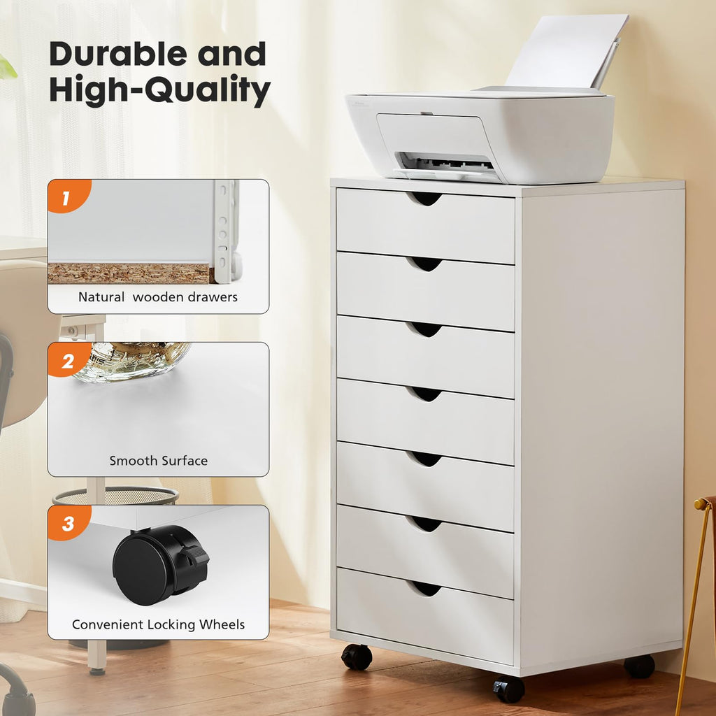 7 Drawer File Cabinet on Wheels, Printer Stand