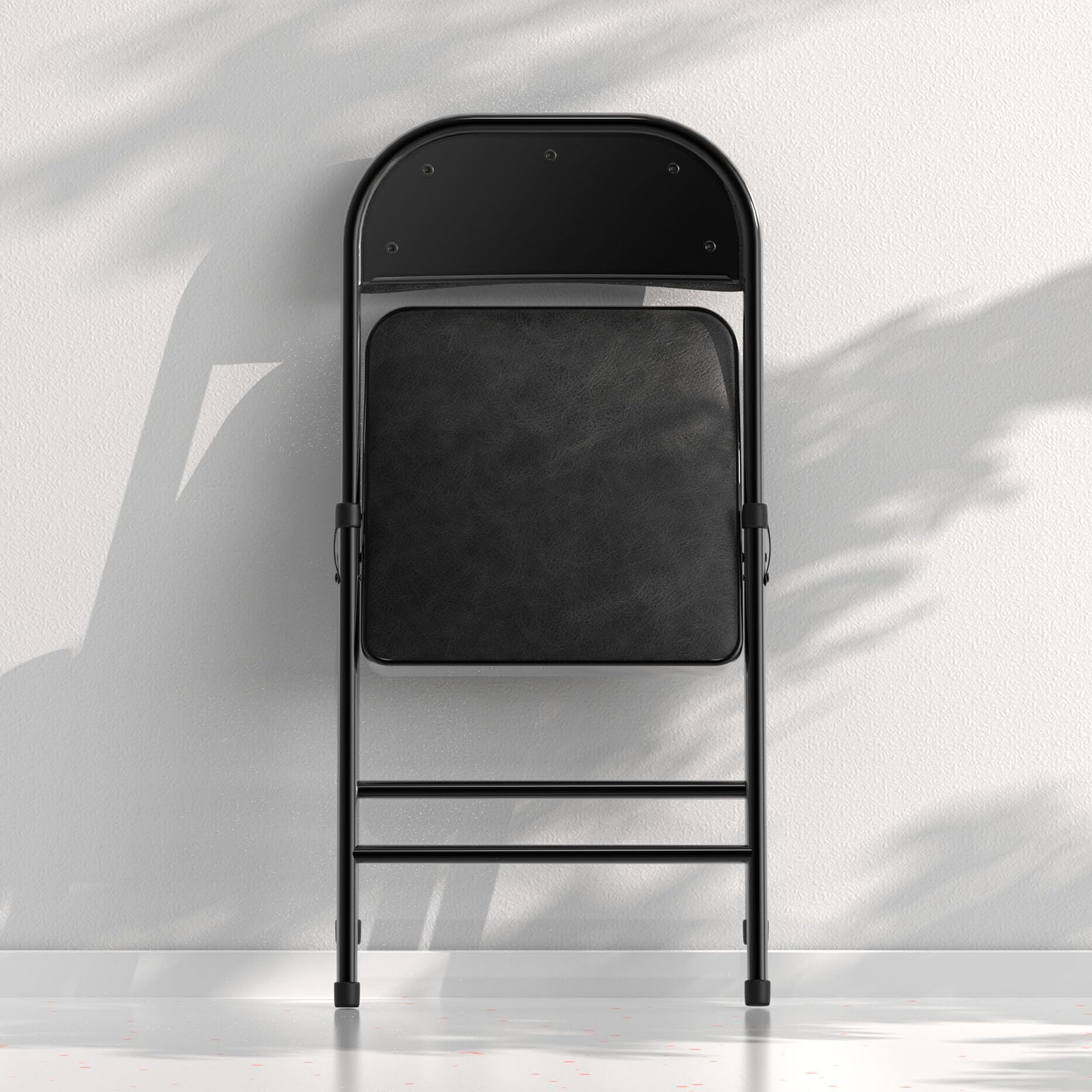 4 Pack Folding Chairs with Padded Vinyl Cushion Chairs with Comfortable Cushion and Durable Steel Frame for Home and Office, for Indoor and Outdoor Events (Black, Vinyl)