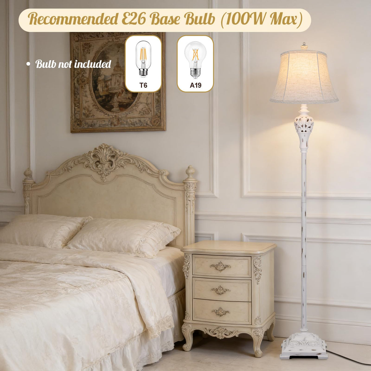 Vintage Floor Lamp for Living Room, Traditional Tall Standing Lamp
