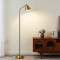 Upgraded Double-Base Gold Floor Lamp, Adjustable Lamp Head-65.3"