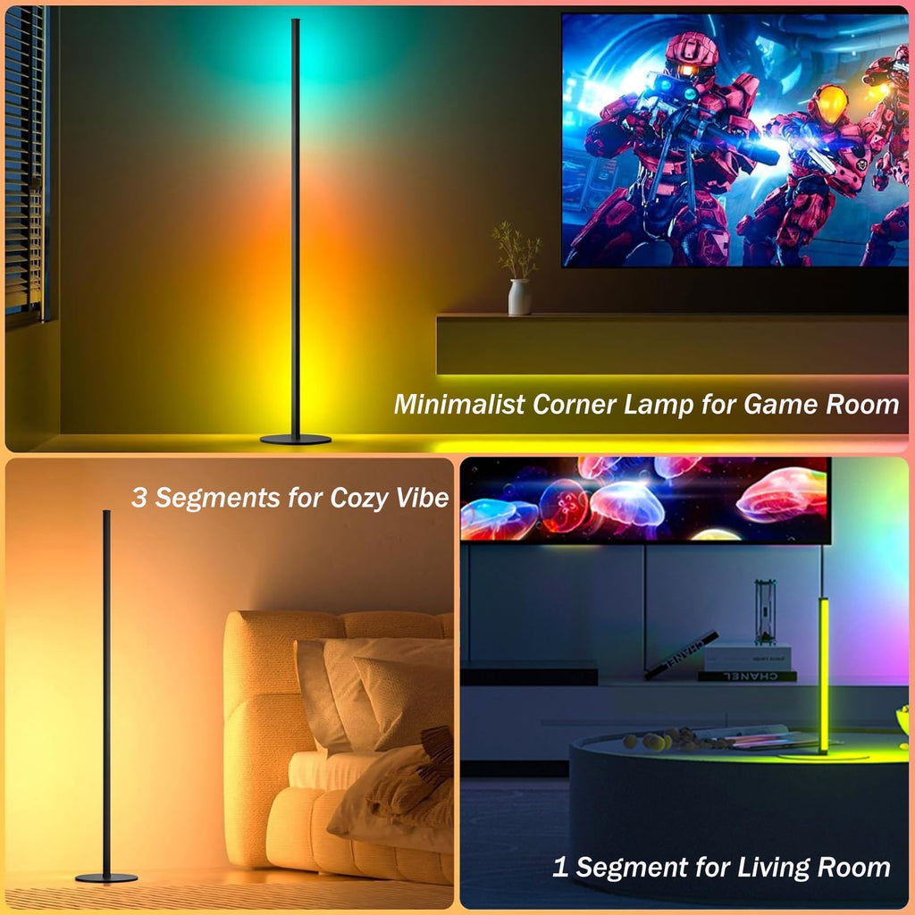 LED Corner Floor Lamp, Ambient Lighting One Connected Pair