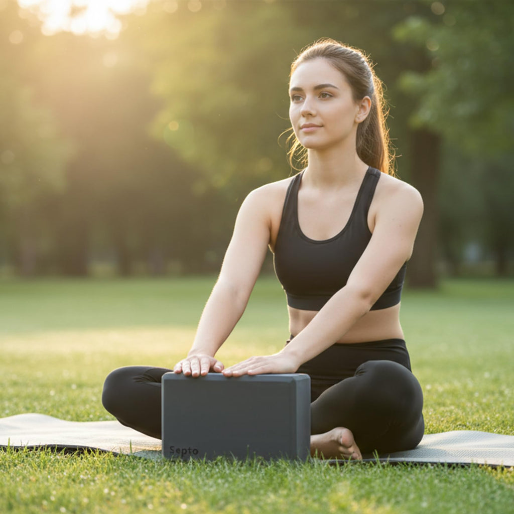 2 Pcs Yoga Blocks, 9x6x3 Inch Grey Foam Blocks for Pilates