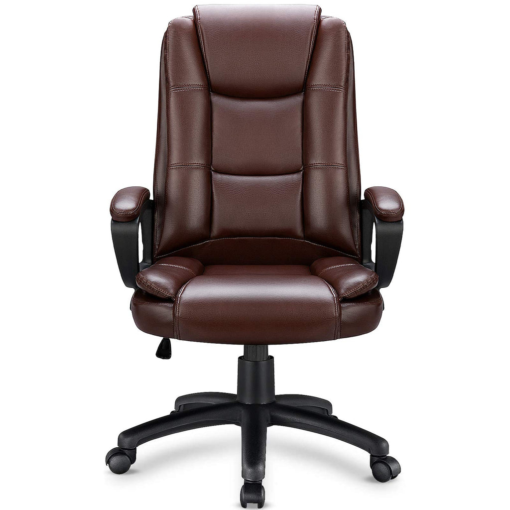 Leather Office Desk Chair,Ergonomic Office Chair with Lumbar Support,Computer Chair,Executive Leather Chair with Padded Flip-up Arm,Adjustable Armrests, Black,275LBS