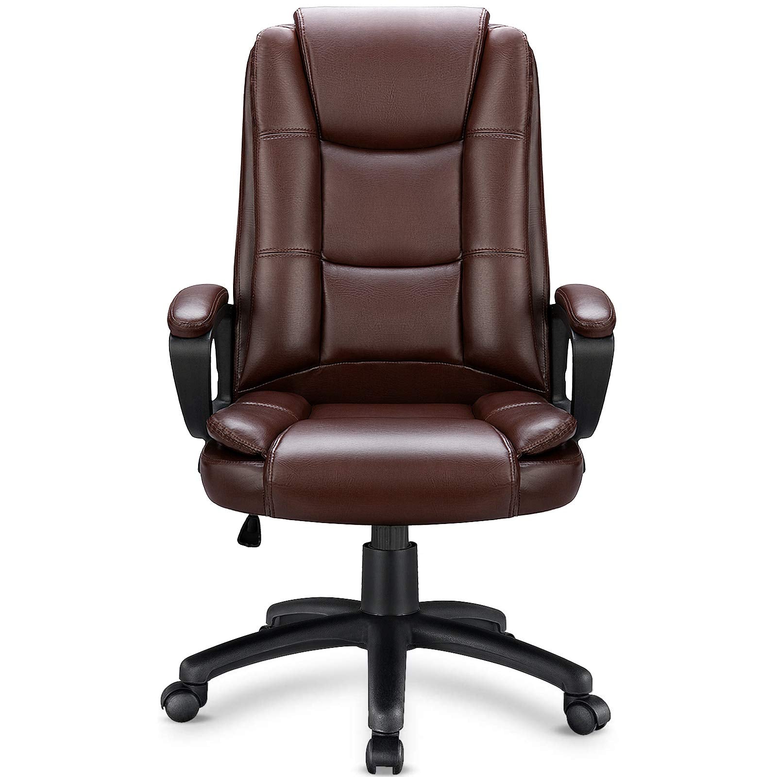 Leather Office Desk Chair,Ergonomic Office Chair with Lumbar Support,Computer Chair,Executive Leather Chair with Padded Flip-up Arm,Adjustable Armrests, Black,275LBS