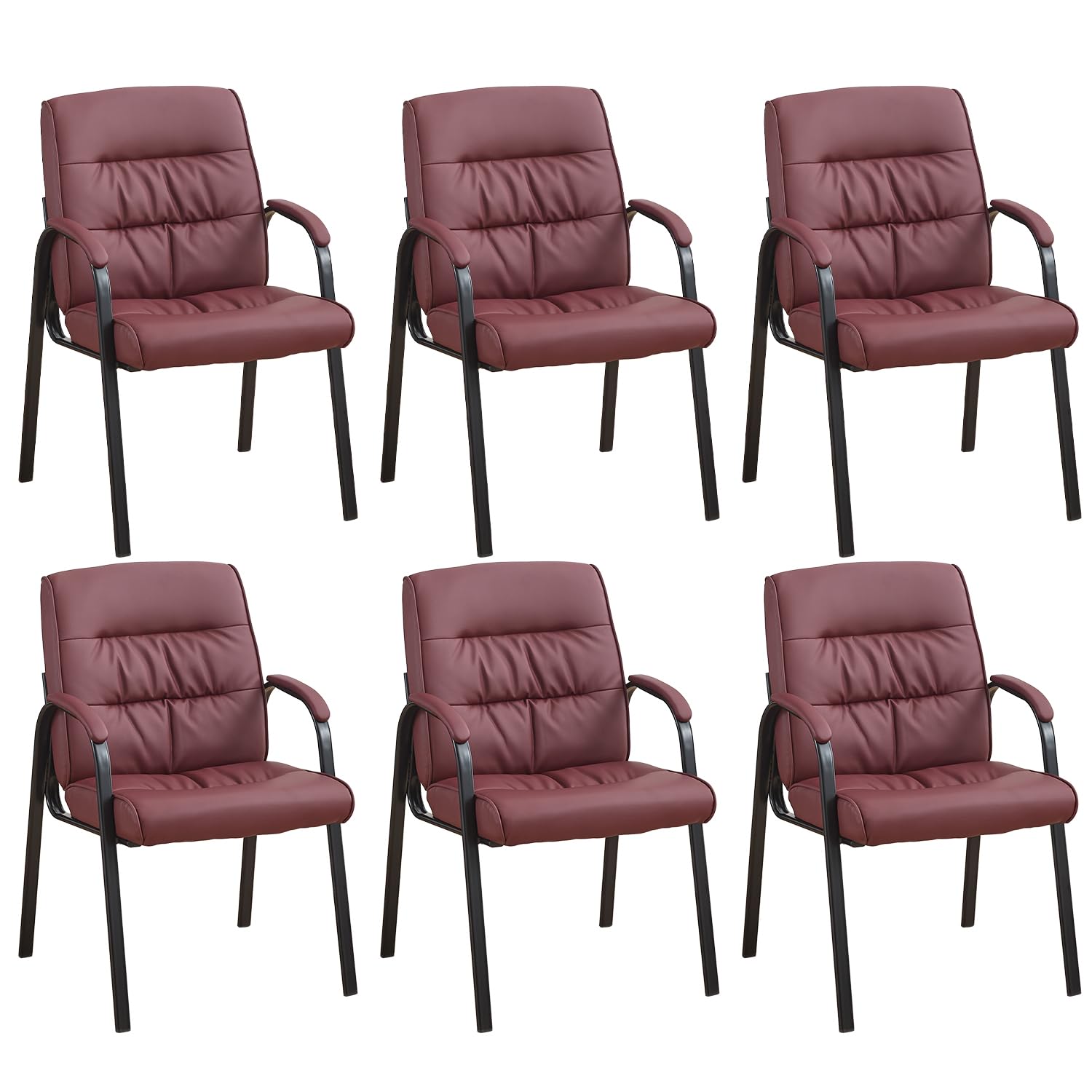 Office Guest Reception Chair Set of 6, Conference Room Chairs Waiting Room Chairs 6 Pack, Modern Leather Office Desk Chair No Wheels.
