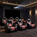 Power Recliner Chair Set of 7,Home Theater Seating with Adjustable Headrest,Cup Holders,USB Port,Hidden Arm Storage(Black)