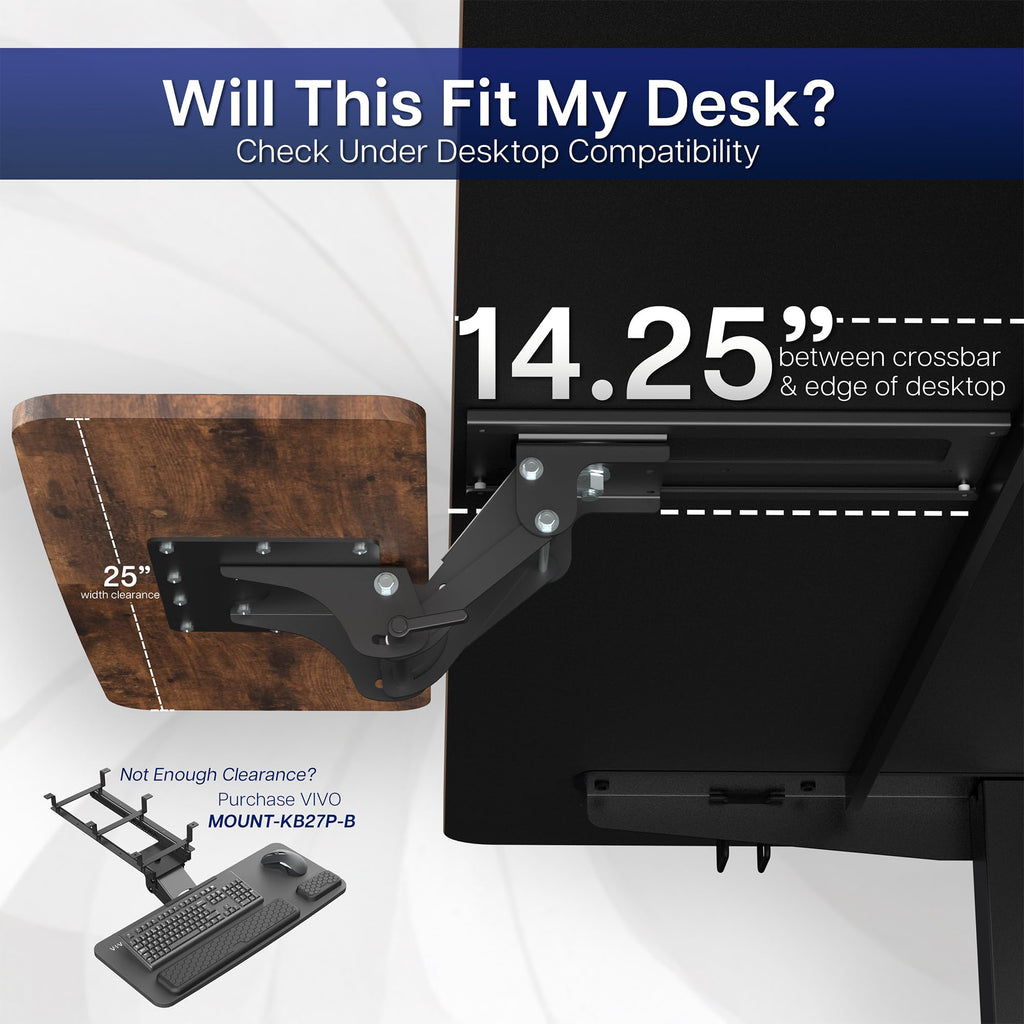 Adjustable Computer Keyboard and Mouse Platform Tray, Ergonomic Under Table Desk Mount Drawer Underdesk Shelf, Rustic Vintage Brown