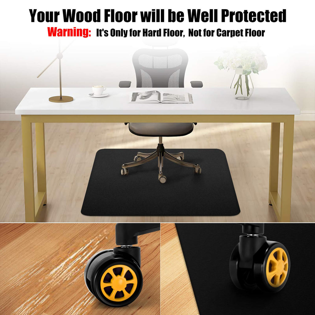 Chair mat for Hardwood Floor 36 x 48 inches Rectangle Floor Mats Wood/Tile Protection Mat for Office & Home, Black