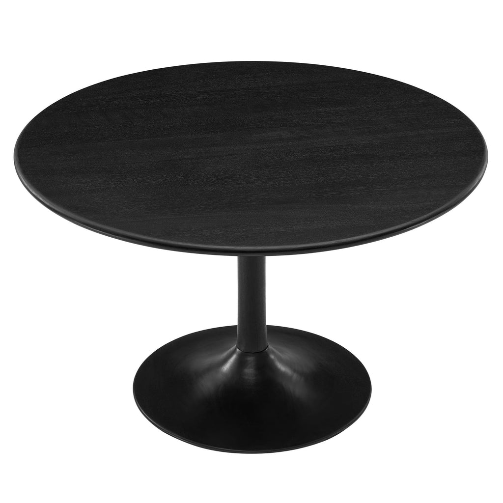 Modway Lippa 48 Inch Round Wood Dining Table in Black – Solid Mango Wood Tabletop with Pedestal Base - Mid Century Modern Dining Room Furniture - Kitchen Table for 4-6 Person