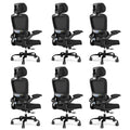 Office Chair Ergonomic Desk Chair, 330 LBS Home Mesh Office Desk Chairs with Wheels, Comfortable Gaming Chairs Black Pack of 6
