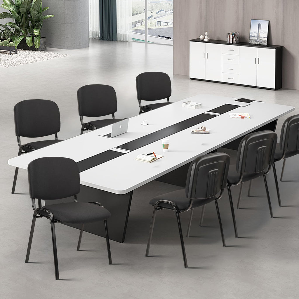 Stackable Waiting Room Chairs Fabric Black Reception Chair Metal with Thickened Seat Back Cushion for Waiting Conference Room Guest Chairs(1 Pack)