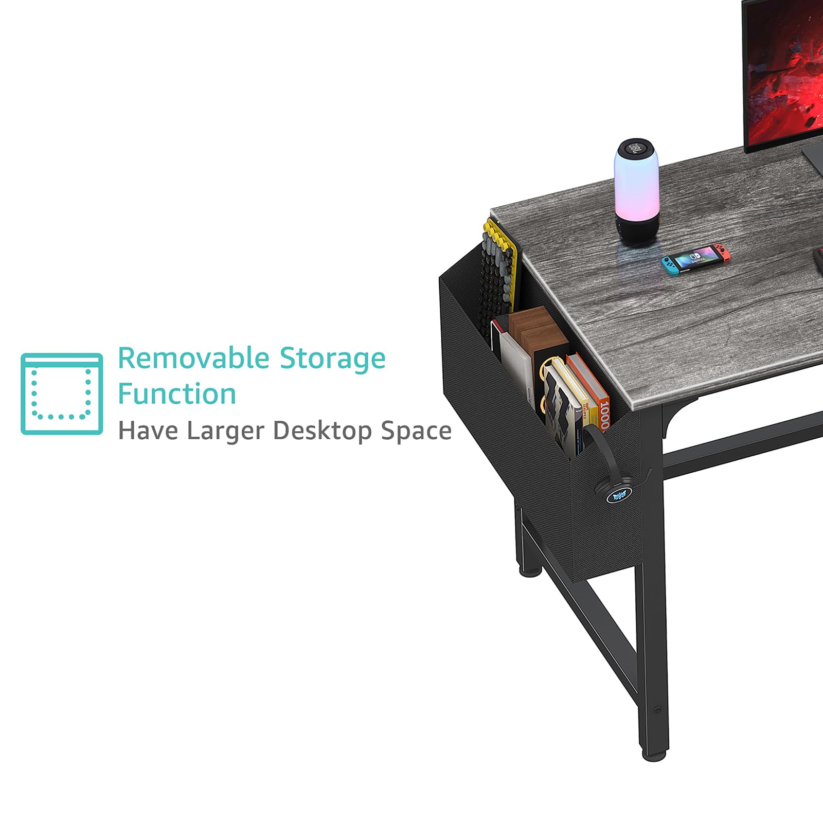 Computer Desk with File Drawers Cabinet, 47 Inch Home Office Desks with Filing Cabinet for Small Space, Gaming Study Writing Table PC Desks, Gray