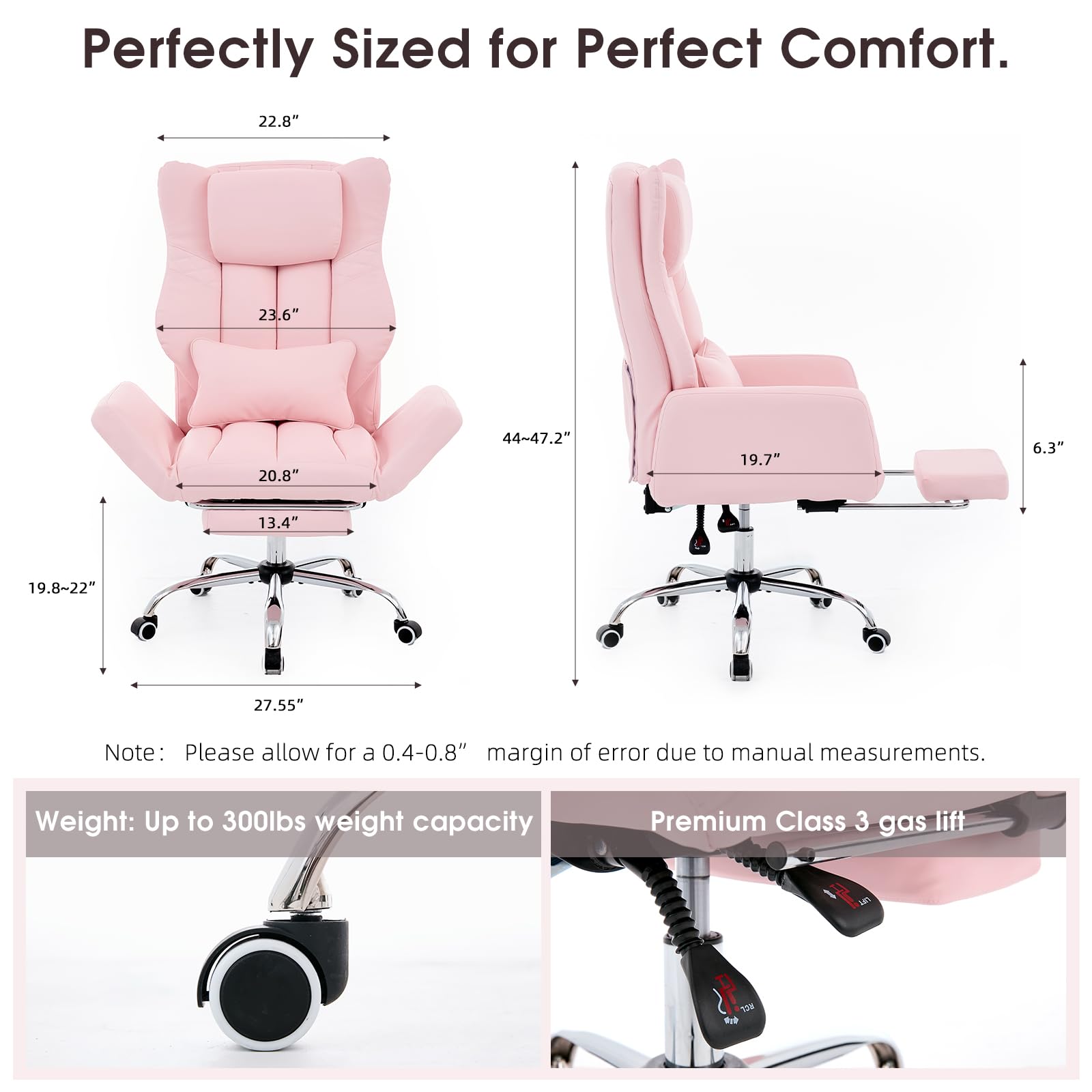 Criss Cross High Back Office Chair with Foot Rest, Ergonomic Cross Legged Desk Chair with Resivable Armrest, Comfortable Reclining 155°Swivel Chair for Home Office, Computer and Entertainment,(Pink)