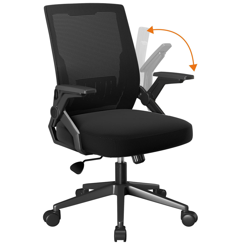 Office Chair with Flip-up Armrests Ergonomic Computer Desk Chair with Adaptive Lumbar Support & Breathable Mesh, Black