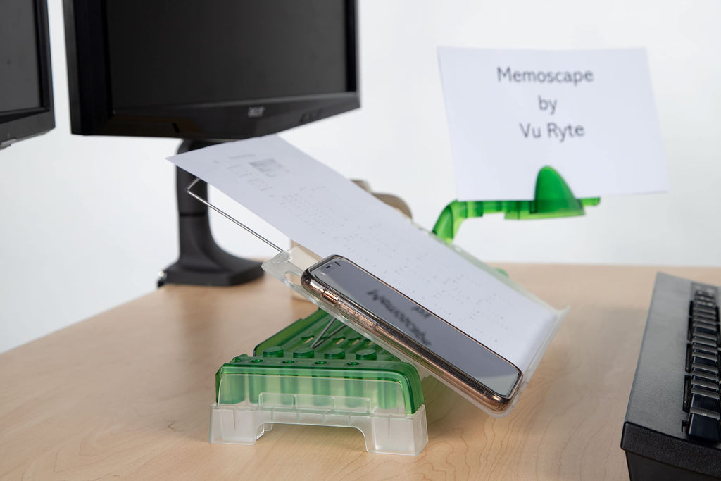 Adjustable in-Line Document Holder for Typing | Reduces Neck Strain, Improves Focus, Boosts Desk Organization, and Workflow | Paper Holder Stand for Desk and Home Office - Green
