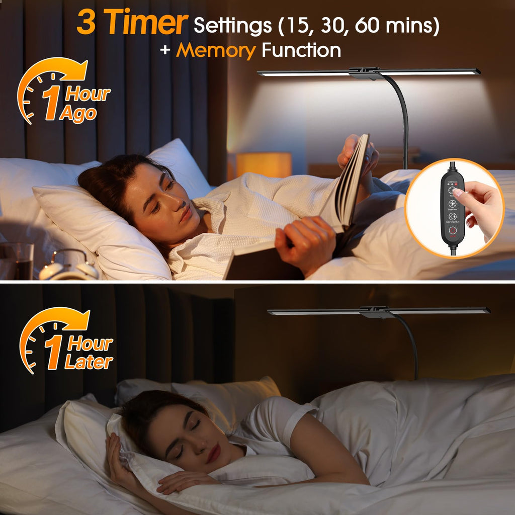 LED Desk Lamp for Office, Architect Desk Lamp with Clamp, Gesture/Wired Control, Ultra Bright Gooseneck Desk Light, Memory & Timer, 50 Lighting Modes for Study, Reading, Crafting
