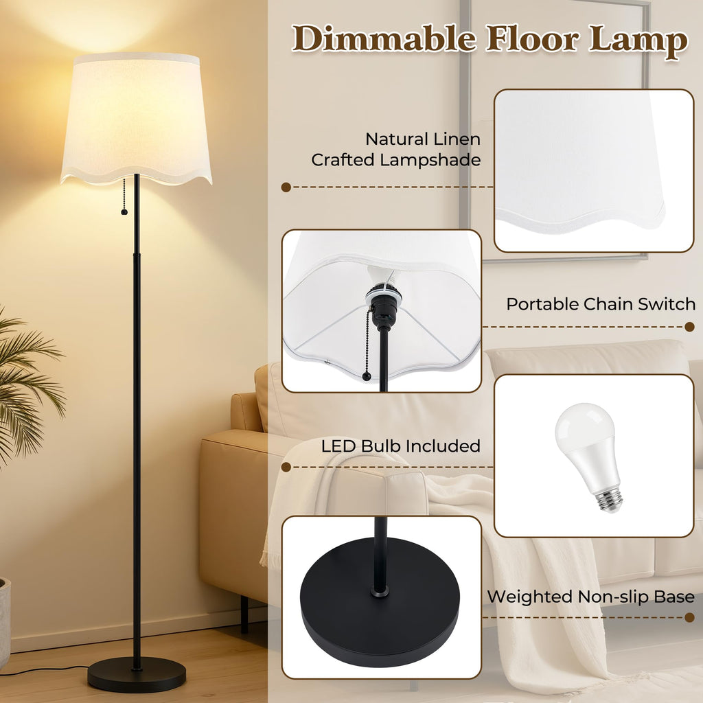 Floor Lamps for Living Room & Bedroom, 60" Modern Tall Standing Lamp, 3CCT