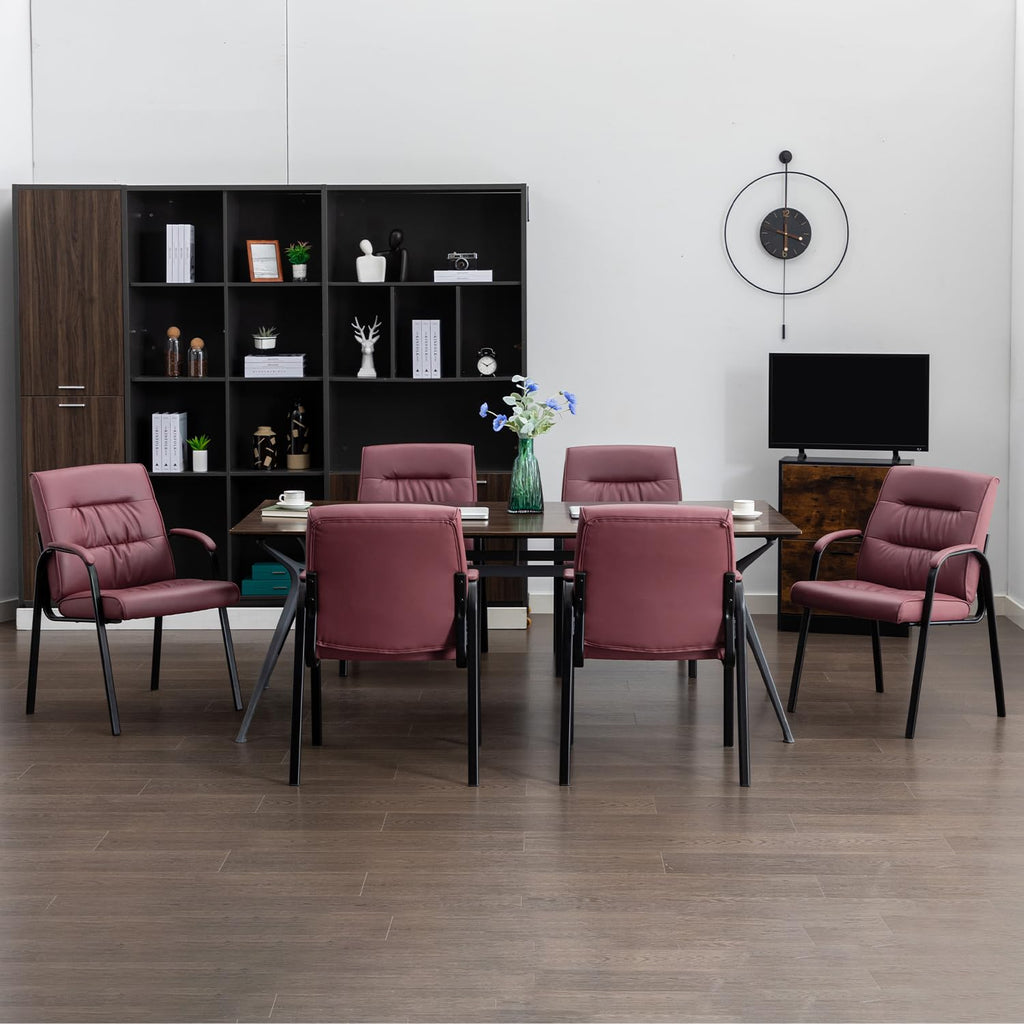 Office Guest Reception Chair Set of 2, Conference Room Chairs Waiting Room Chairs 2 Pack, Modern Leather Office Desk Chair No Wheels.