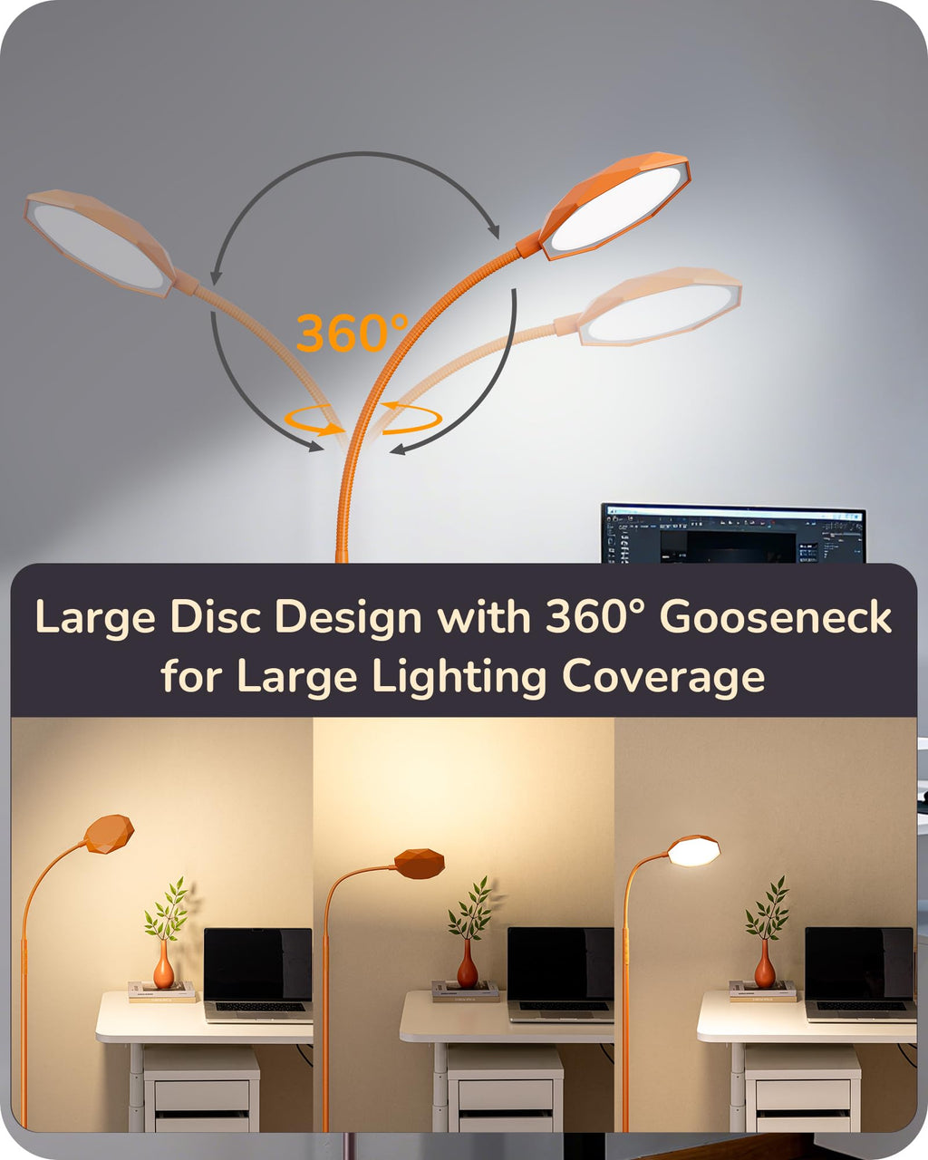 18W LED Floor Lamp for Living Room, Diamond-Surface, Orange
