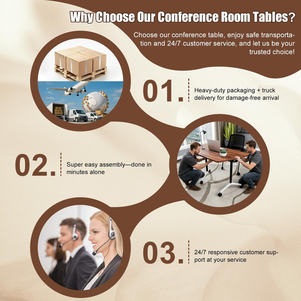 Folding Conference Table, 8 Pack Modern Flip Top Mobile Training Tables