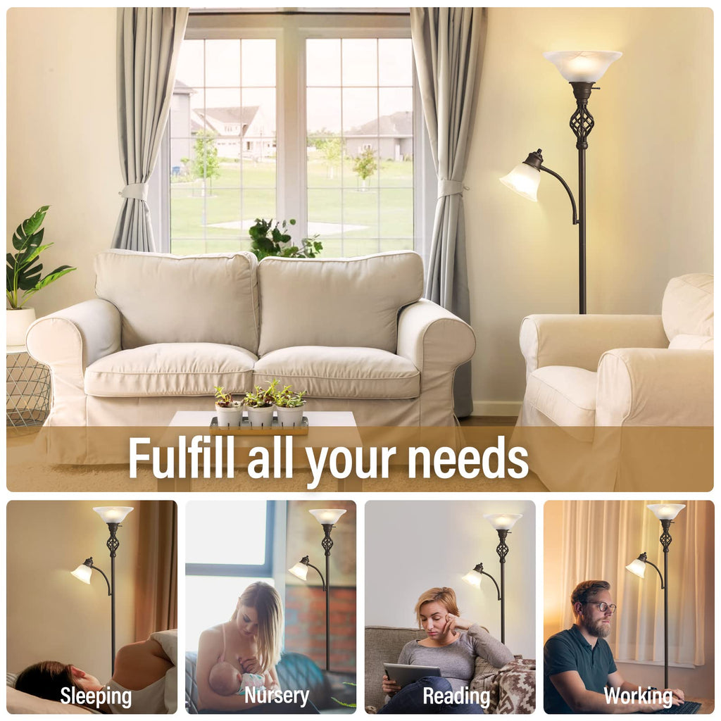 Torchiere Floor Lamp for Living Room, LED Standing Reading Light