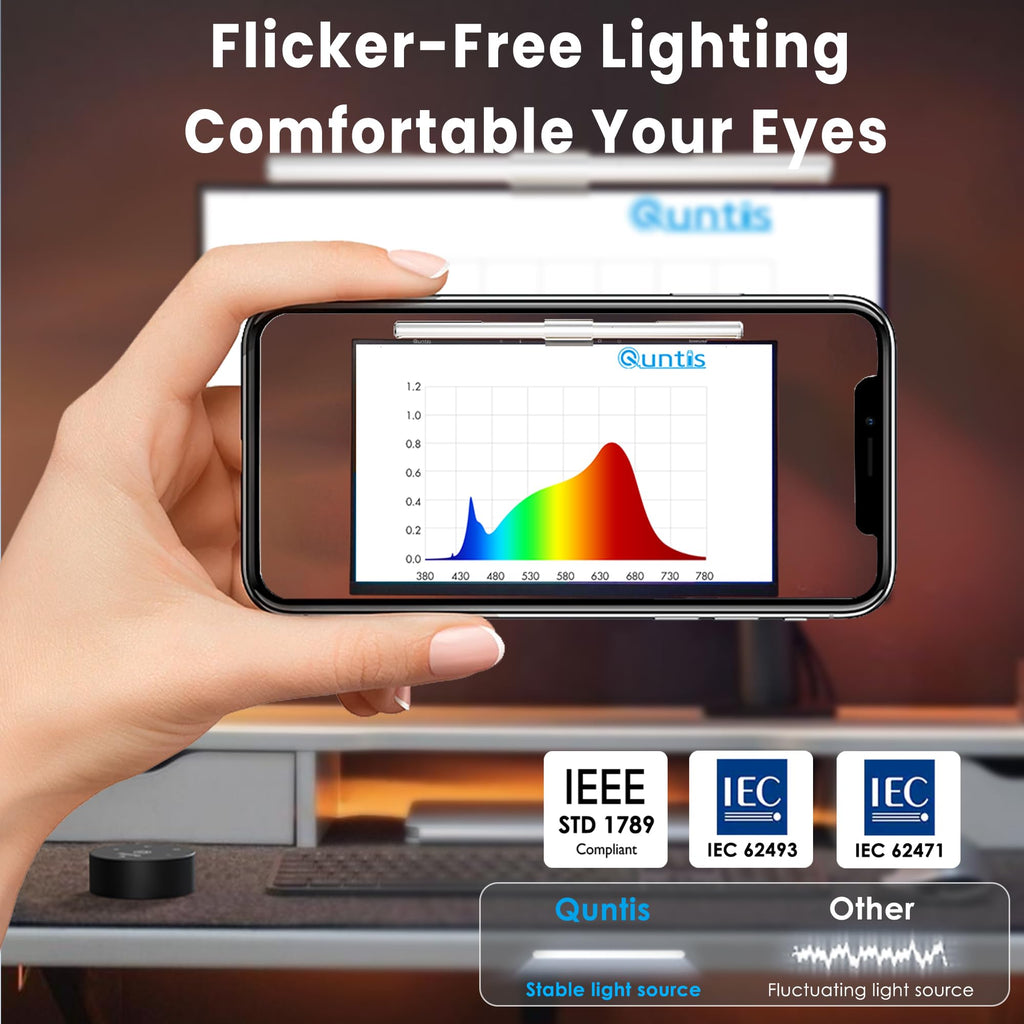 Monitor Light Bar Pro White, Eye-Care No Glare USB Computer Lamp, Stepless Dimming & Auto-Dimming Brightness, Dual Control, Modern Aesthetic Space Saving Desk Accessories Office Gaming Reading