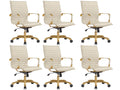 Modern Ergonomic Executive Office Chair, High-Back Leather Conference Desk Chair with Adjustable Height, Tilt Control, 360° Swivel & Gold Frame for Home Office