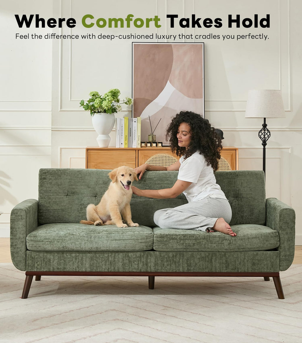 77.2" W Loveseat Sofa, Solid & Easy to Install Small Couch for Bedroom, Office, Apartment, Green