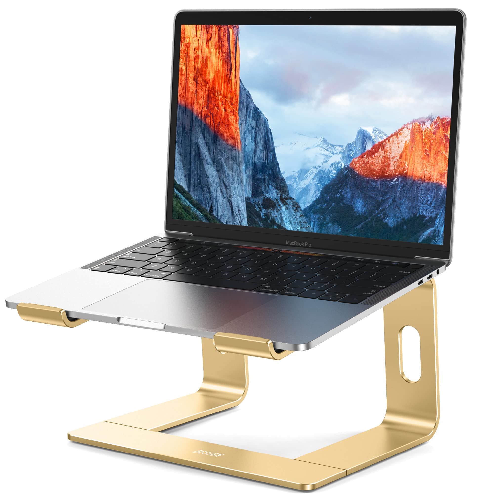 Aluminum Laptop Stand, Ergonomic Detachable Computer Stand, Notebook Riser, Laptop Mount Compatible with Air, Pro, Dell, HP, Lenovo More 10-15.6" Laptops, Gold