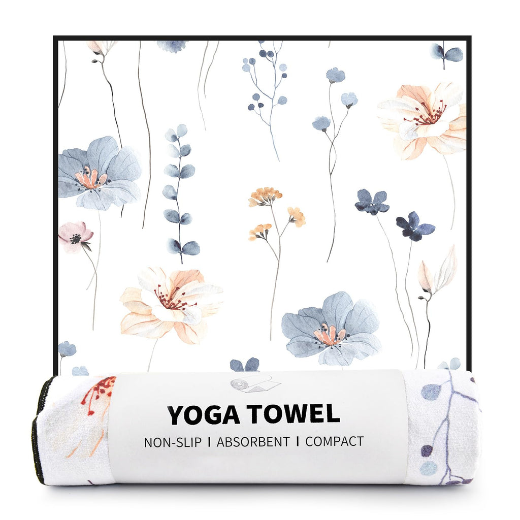 Non Slip Hot Yoga Towel, 70"x26", Watercolor Flowers