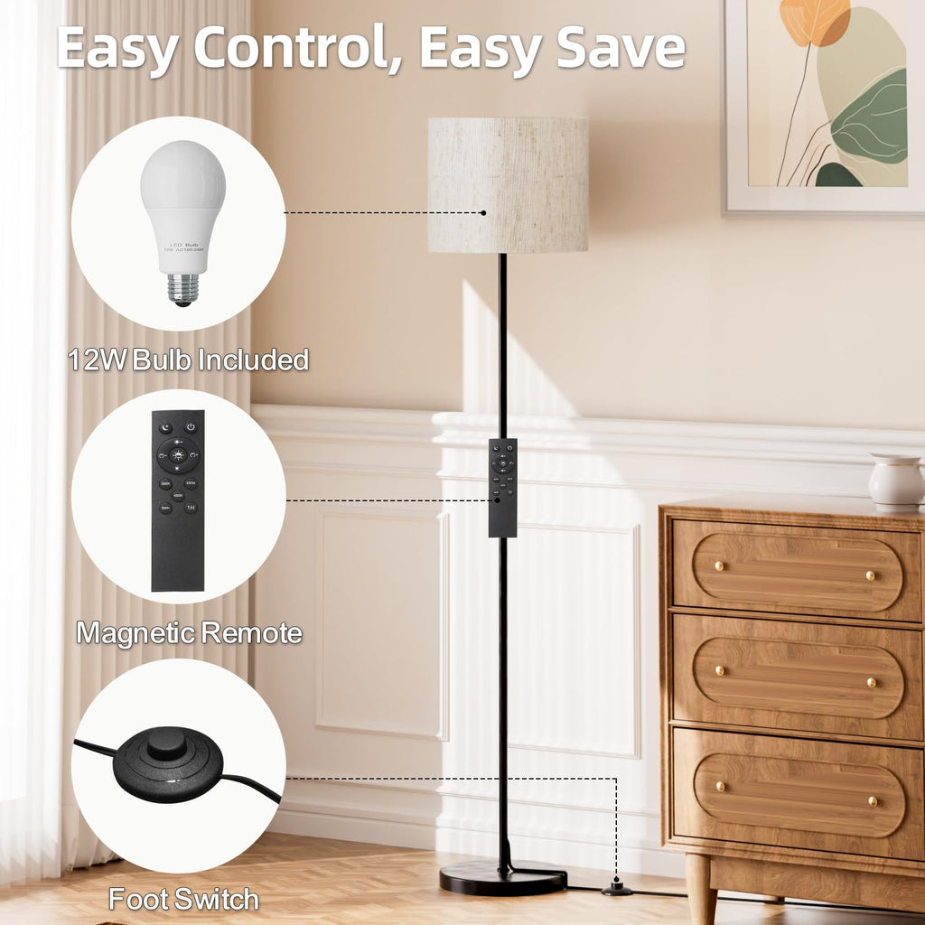 Dimmable Floor Lamps for LivingRoom with 12W LED Bulb,Foot Switch