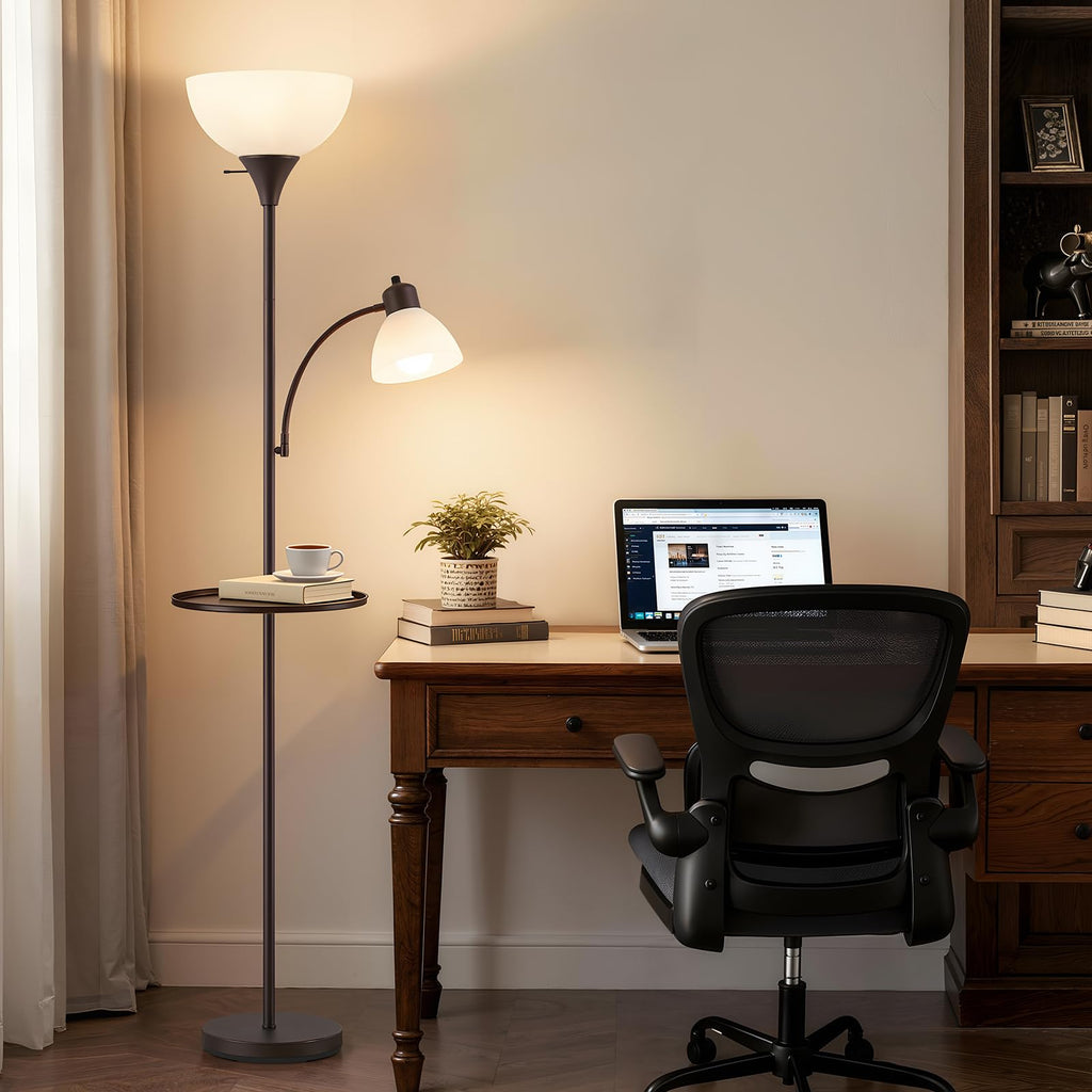 72" Floor Lamp with Table, Adjustable Reading Lights, Torchiere Floor Lamps