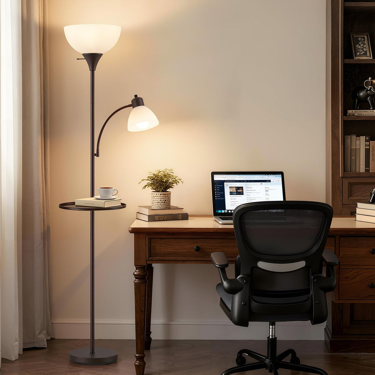 72" Floor Lamp with Table, Adjustable Reading Lights, Torchiere Floor Lamps