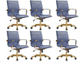 Modern Ergonomic Executive Office Chair, High-Back Leather Conference Desk Chair with Adjustable Height, Tilt Control, 360° Swivel & Gold Frame for Home Office