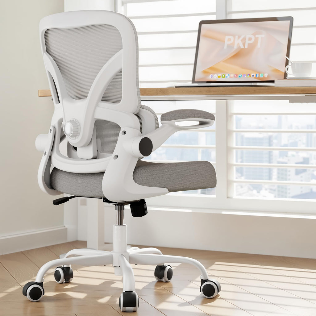 Mesh Office Chair, 330LBS Ergonomic Desk Chair with Adjustable Lumbar Support, Executive Computer Chairs for Home Office, White