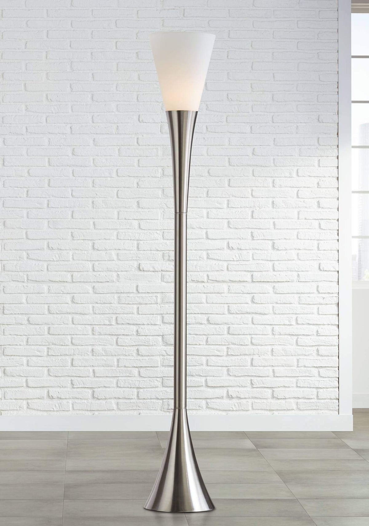 Piazza 72 1/2" Tall Brushed Nickel Modern Torchiere Floor Lamp