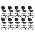 (Black, 10 Pack), Drafting Chair with Back Support, Tall/High Desk Rolling Stool, Faux Leather Office Chair with Height Adjustable for Standing Desk, Home Office, Bar, Workbench & Kitchen