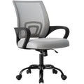 Office Desk Chair - Ergonomic Mid Back with Lumbar Support & Rocking Mode, Height Adjustable with Fixed Armrest, Storage Back for Computer, Gaming, Conference, Meeting Room, 360° Swivel, Grey