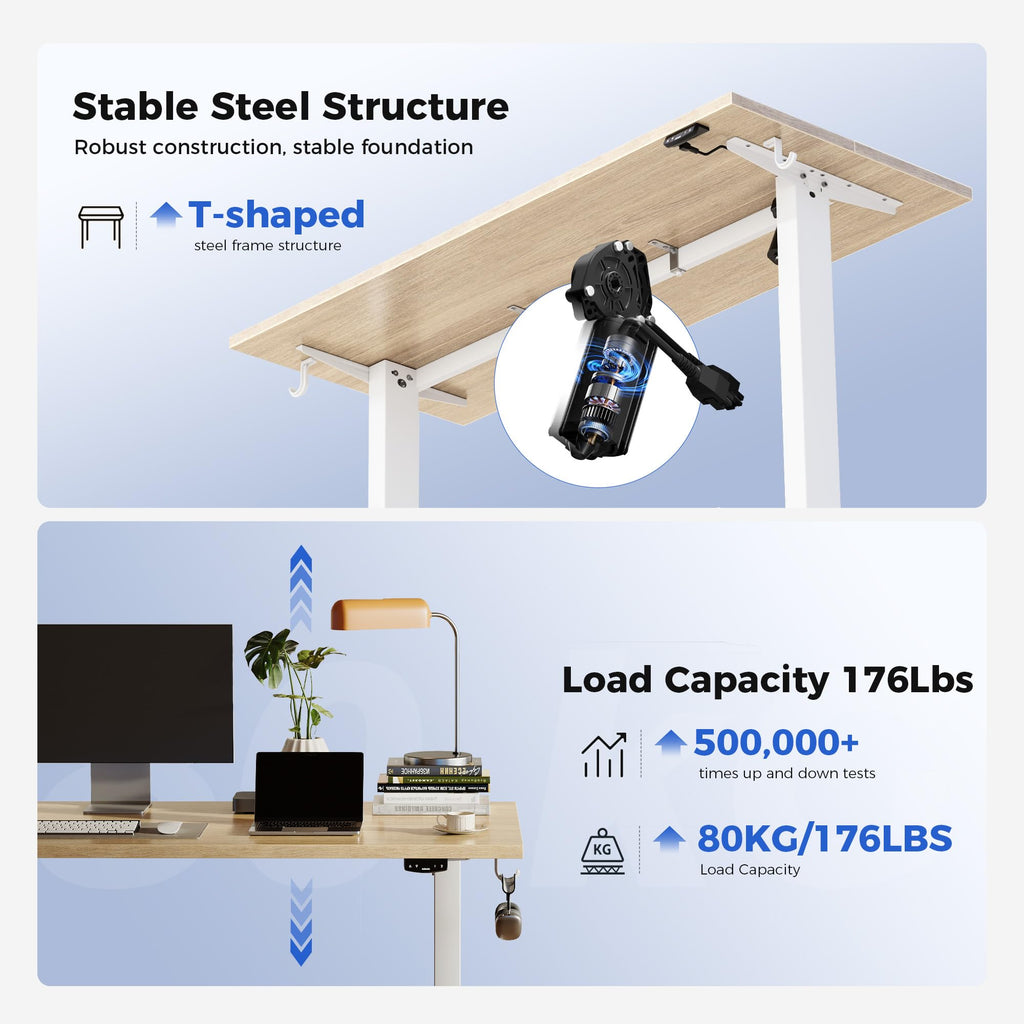 48 * 24 Inch Height Adjustable Electric Standing Desk, Maple