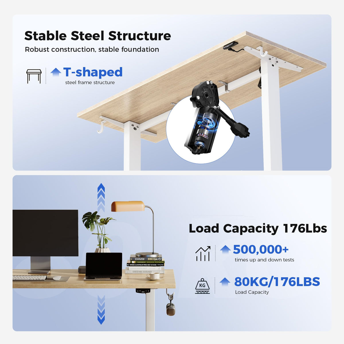 48 * 24 Inch Height Adjustable Electric Standing Desk, Maple
