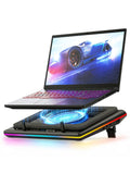 Laptop Cooling Pad, RGB Laptop Cooler, Laptop Cooling Fan Stand with 5.5 Inch Powerful Turbofan, for 15.6-19in Laptop, Adjustable Speed, Dustproof, 3-Port USB Hub, Black (RGB)
