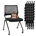 40 Pack, Stackable & Foldable Chairs with Wheels, Reception Guest Chairs with Lumbar Support, Ergonomic Mesh Back Folding Chair for Office Schools Training Conference Waiting Room, Black