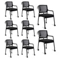 8 Pack Black, Waiting Room Chairs with Wheels, Adjustable Mesh Backrest, Desk Chair with Ergonomic Lumbar Support and Thickened Seats Cushion,
