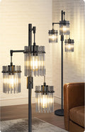 Black Crystal Standing Farmhouse Tree Floor Lamp for Living Room